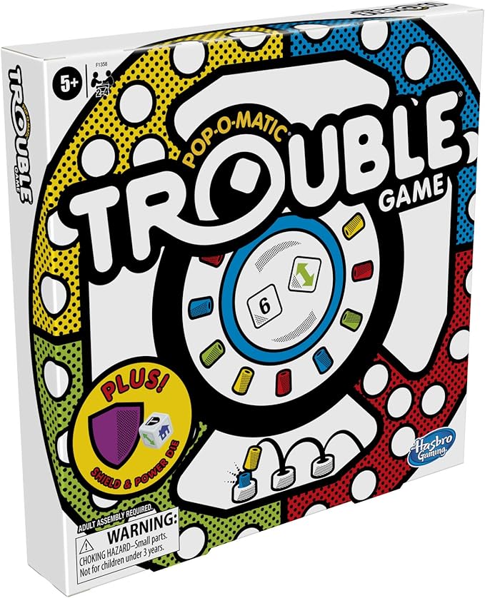 Hasbro Gaming Trouble Game with Bonus Shield & Power Die | Family Board Games | Easter Gifts for Kids | 2-4 Players | Ages 5+ (Amazon Exclusive)