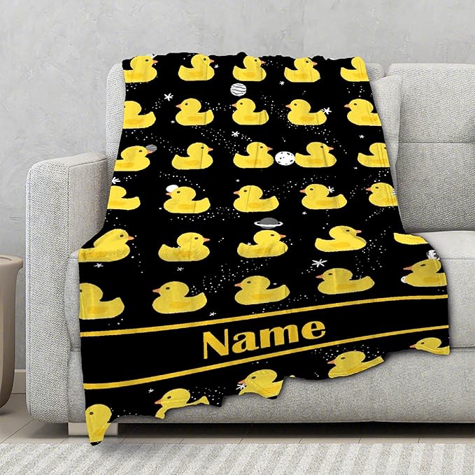 Custom Name Ruddy Duck Adult duck Blanket Kids Funny Blanket Suitable for Bedroom Living Room bed sofa Crib Couch Chair outdoor All Season Items That Yellow Duck Lovers Will Love 60"x50"for Teens