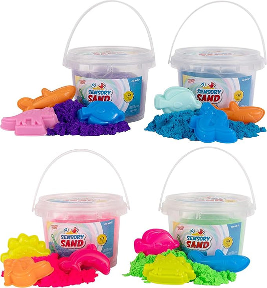 Sensory Sand Play Sand for Kids with Sea Molds 4 Pound Bulk Multicolor Sand for Boys and Girls