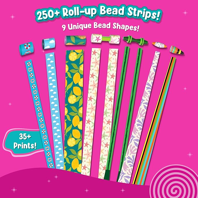 Skillmatics Craft Activity - Roll-up Beads Tropical Paradise DIY Kit, 500+ Charms & Beads, Jewelry Making Kit, Create 40+ Accessories, Gifts for Kids Ages 6, 7, 8, 9, 10, 11, 12, 13