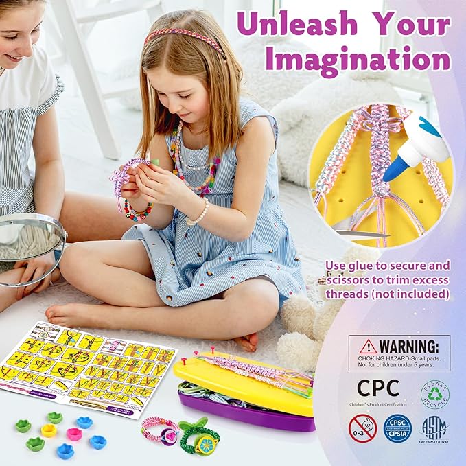 FunMission Friendship Bracelet Kit, Friendship Bracelet Making Kit for Girls, Arts and Crafts for Kids Ages 8-12, Bracelets String Maker DIY Toys Set, Toys for Girls 6 7 8 9 10 11 12+ Years Old