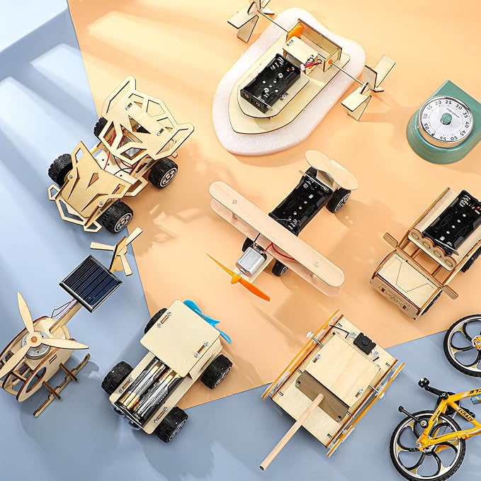 Chivao 7 in 1 Stem Kit Wood Projects for Kids to Build 3D Wooden Stem Building Kit Puzzles Mechanical Car Educational Science Models Building Toys for Kids 8 9 10 11 12 Year Old