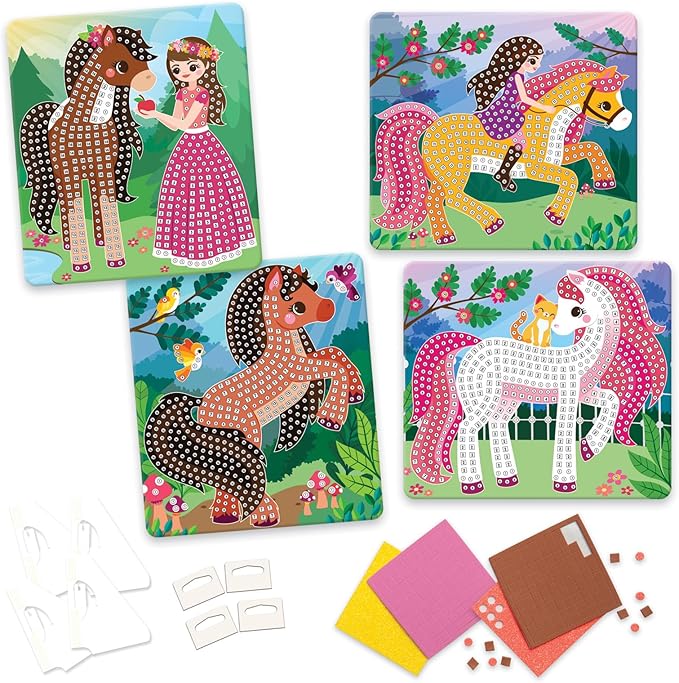 ORB 50993.0 Sticky Mosaics Horses, Multi, Brown/Yellow/Pink/Green, 12" x 2" x 10.75"