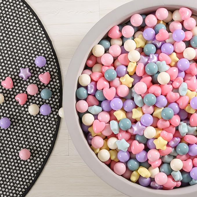 GOGOSO Shape Ball Pits Balls, Star Heart Plastic Play Balls for Toddlers Kids Children, DIY Giant Friendship Bracelet Banner