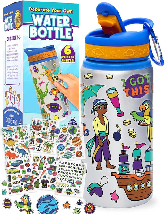 PURPLE LADYBUG Decorate Your Own Water Bottle for Boys - Crafts for Boys Ages 6-8, Birthday Gift for 5-10 Year Old Boy, Easter Gifts for Kids Boys, Valentines Day Gift