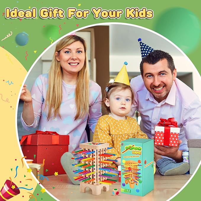 Montessori Game Wooden Board Game, 42 Colorful Wooden Sticks Dice Game Math Educational Toys for 3 4 5 6 Years Old, Fine Motor Skills Toys & Counting Toy Family Game Travel Toys Gifts for Kids