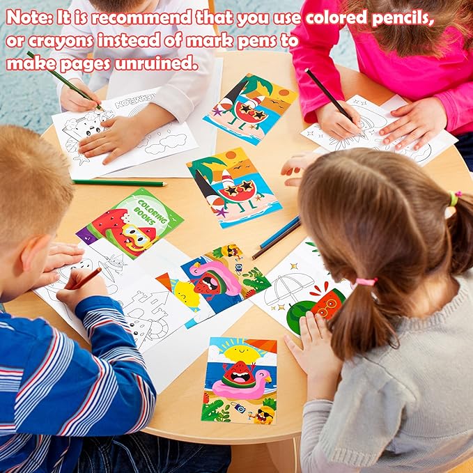 Dvbonike 24Pcs Watermelon Coloring Books Summer Themed DIY Color-in Pages with Seaside Beach Sunglasses Drawing Party Favors Gifts Home School Classroom Game Art Activity Supplies for Kids Age 4-8