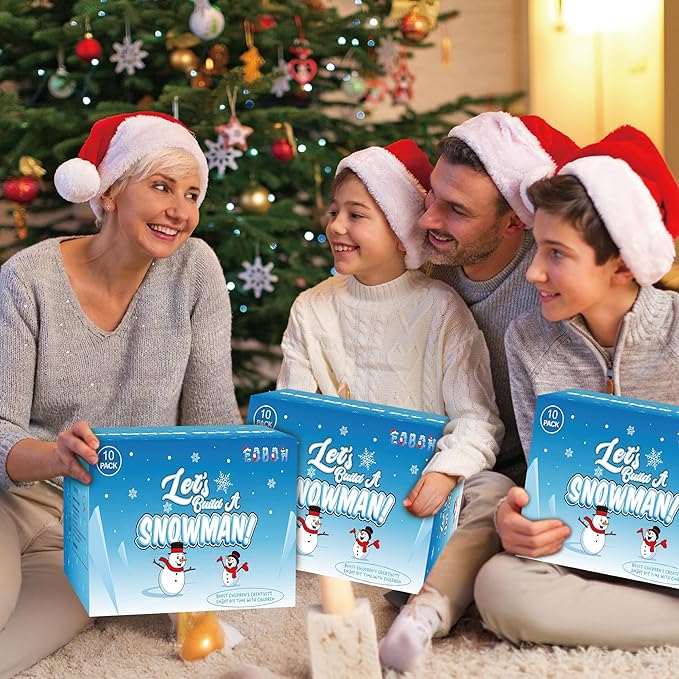 EOBOH 100pcs Snowman Craft, Build a Snowman Kit Indoor Decorations, Snowman Kit DIY Christmas Ornaments, Creative Air Dry Modeling Clay Bulk, Xmas School Family Party Activities Snowman Making Set