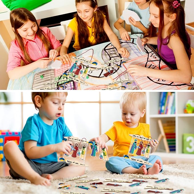 Amyhill Fishers of Men Craft for Kids First Communion Sunday School Crafts Bible Craft Kit Christian Jesus Religious Craft Supplies for Toddlers Kids and Home Activities(24 Sets)