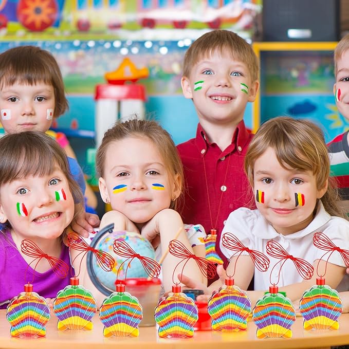 Tanlade 50 Pcs Shell Shaped Sand Art Bottle Necklaces, Sand Art Bulk for Crafts Create Your Own Sand Art for DIY Craft Making Classroom Activities Christmas Party Favors, Sand Not Include