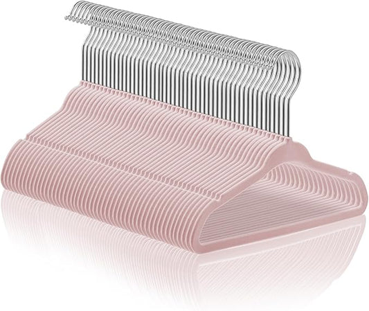 Casafield 50 Velvet Baby Hangers - 11" Size for Infant & Toddler Clothes - Light Pink
