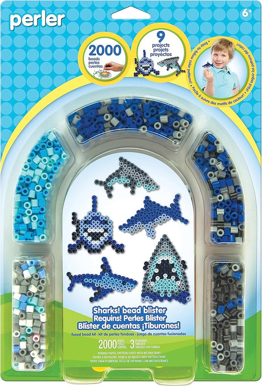 Perler Bead 'Shark' Fuse Bead Activity Kit for Kids Crafts, 2004 pcs , Sharks , Small