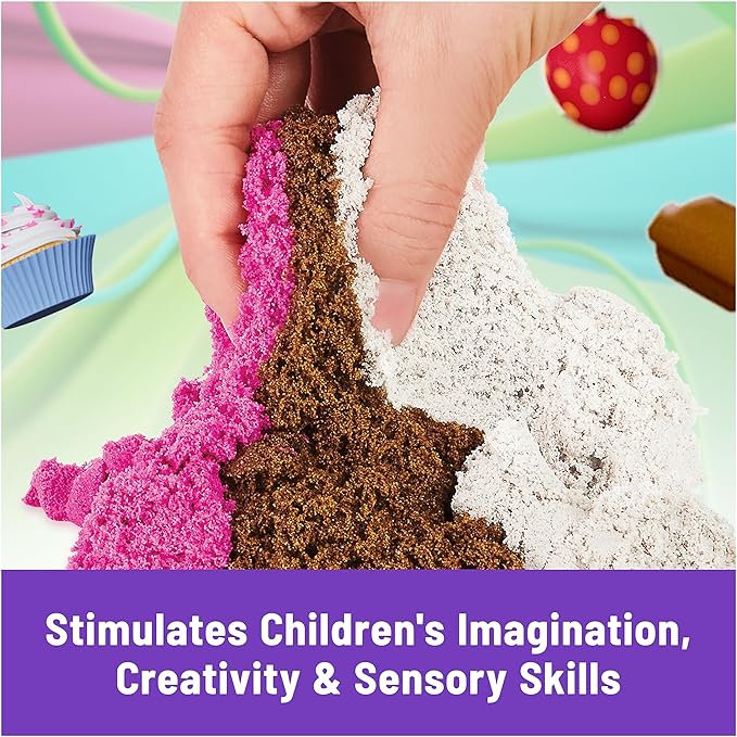 Kinetic Sand Scents, Ice Cream Treats Playset with 3 Colors Scented Play Sand & 6 Tools, Sensory Toys for Kids Ages 3 and up