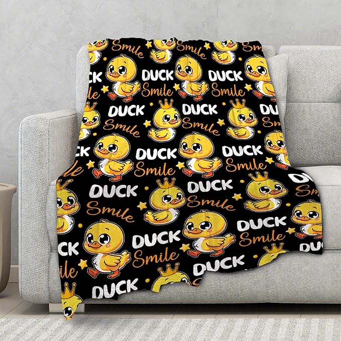 Smile Ducks Blanket Adult duck Blanket Kids Funny Blanket Suitable for Living room Bedroom bed sofa Crib Couch Chair outdoor All Season Items That Yellow Duck Lovers Will Love 50"x40"for Kid