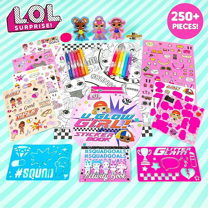 L.O.L. Surprise! Stylin' Studio by Horizon Group USA,Decorate LOL Surprise Paper Dolls With 250+ Accessories - DIY Activity Book, Scratch Art,Sticker Sheet,Coloring Pages,Markers,Crayons & More, Pink
