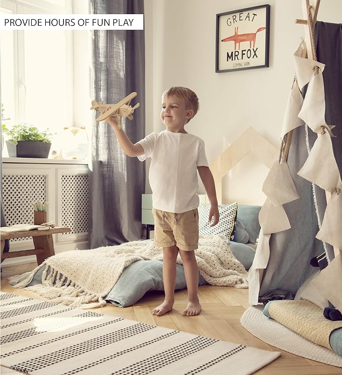 Puzzled Wooden Airplane Model Kits - Water Plane, Spirit of St. Louis, Nieuport 17 & Tri-Plane 3D Wooden Puzzles Set, Educational Adults & Kids Toys DIY Airplane Kit Assembly Planes to Build - 4 Pack