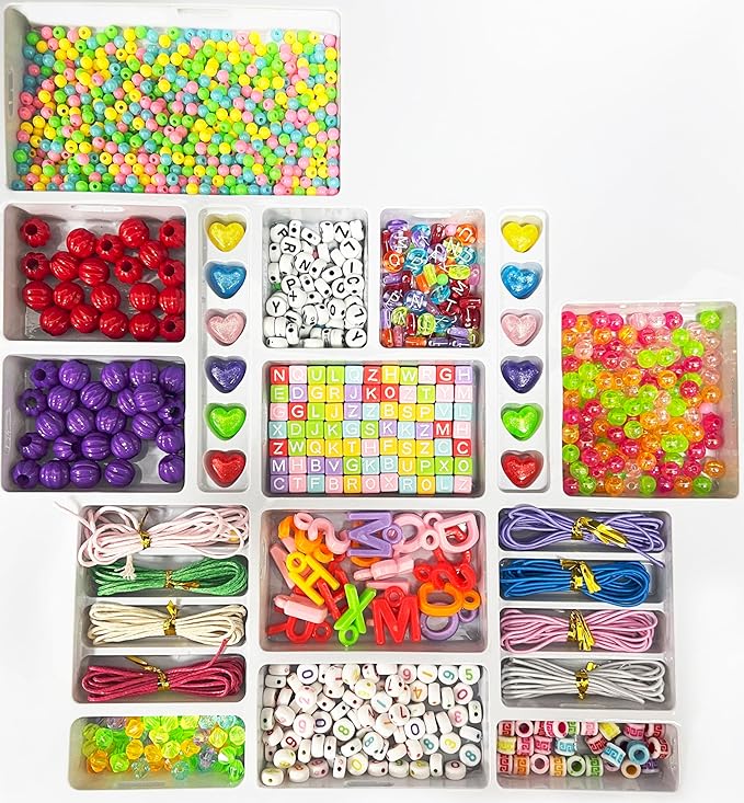 Color Beads Bracelet Making Kit 1100PCS, Girls' Lovely Bracelet Necklace Jewelry Making Kit, friendship bracelet kit Girls' Birthday Gift DIY Craft for Girls,Christmas Gift Set For Kids Age 6+
