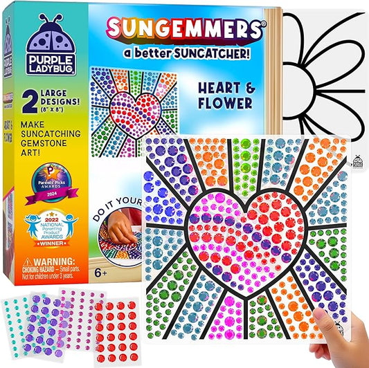 PURPLE LADYBUG Sungemmers Window Art Suncatcher Kits - Valentines Day Gifts for Kids, Easter Basket Stuffers, Crafts for Kids Ages 4-12, Fun Toys for Girls & Boys Ages 6 & Up