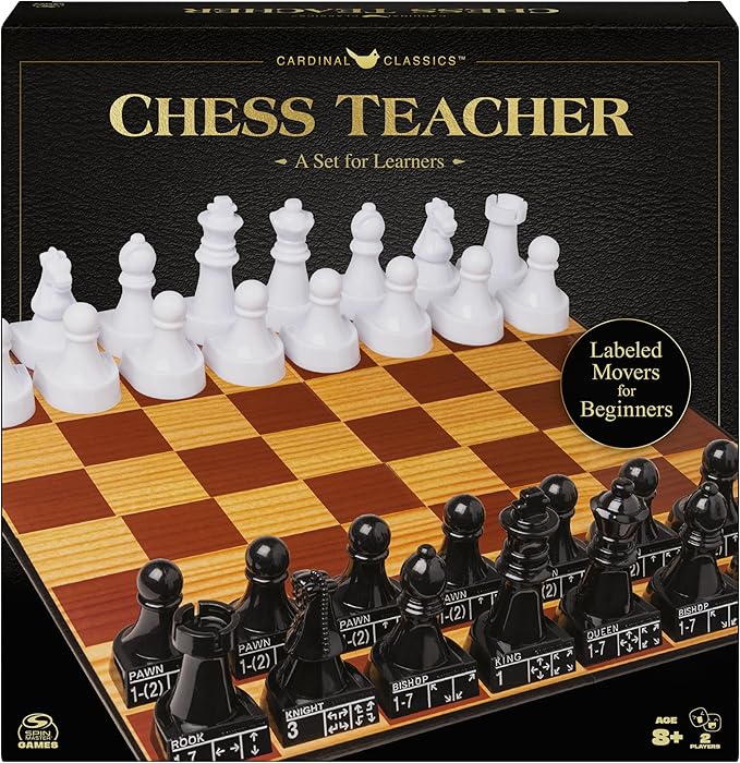 Spin Master Games, Cardinal Classics Chess Teacher, Learn to Play Strategy Board Games for Beginners, Chess, 2 Players, for Kids Ages 8 & Up