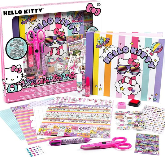 Hello Kitty All-in-One DIY , Design Your Own Scrapbook with Over 250 Essentials, Great Hello Kitty Toys for Weekend Activity, Photo & Keepsake Album for Kids Ages 5, 6, 7, 8, 9, Small, Multicolor
