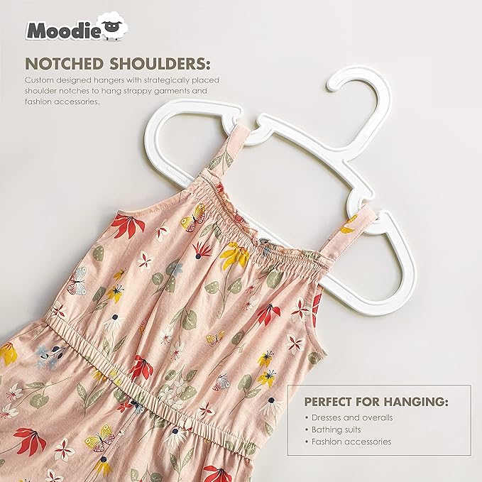 Recycled Plastic Kids Hangers | 13.5" Heavy Duty Kids Clothes Hangers | Bulk Pack Childrens Hangers, Large Child Hangers | Toddler Hangers (2-12yrs | 25 Pack, White)