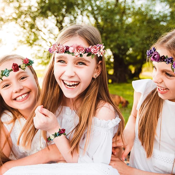Hapinest Make Your Own Flower Crown Kit & Bracelet Craft Kit, DIY Flower Crown Making Kit Headband Making Kit Perfect Birthday Gifts, Arts and Crafts for Girls & Boys Ages 6 7 8 9 10 Years Old & Up