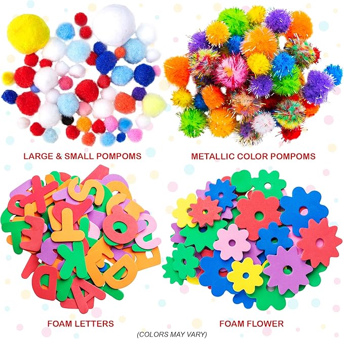 Dragon Too Mega Kids Crafts and Art Supplies Jar Kit - 1000+ Piece Set - Instructional Booklet Included - Revised Glitter Glue, Construction Paper, Popsicle Sticks, Googly Eyes, Pipe Cleaners