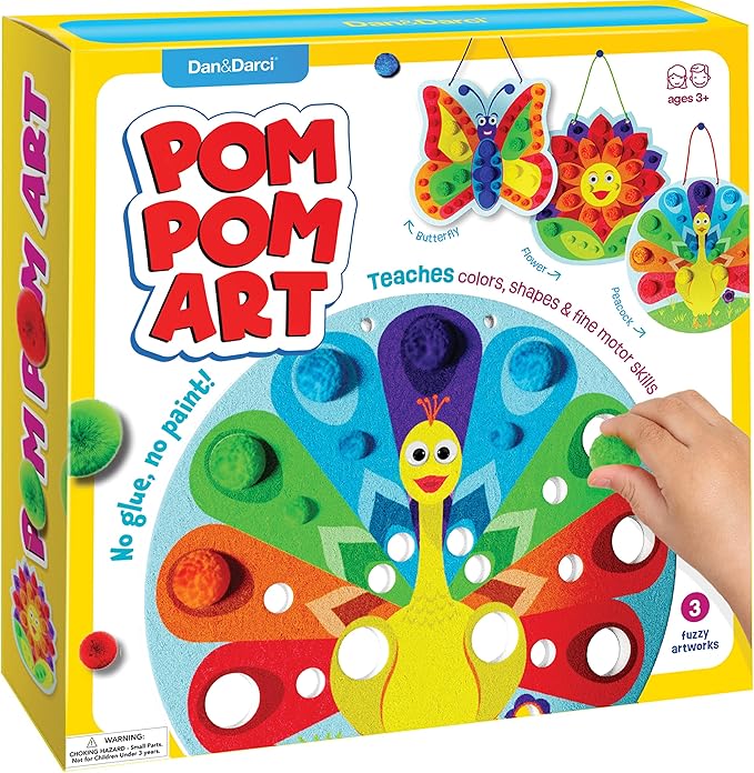 Pom Pom Arts & Crafts Kit for Toddlers - Toddler Art Activity Easter Craft for Little Boys & Girls Ages 3, 4, 5, 6 Years Old Kids Sensory Activities - Builds Fine Motor Skills & Hand-Eye Coordination