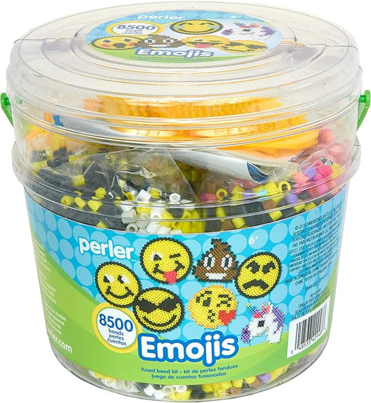 Perler Beads Emoji Bucket 8500pc, 6.5''L x 6.5''W x 6''H, Small
