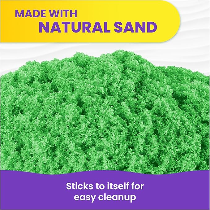 Kinetic Sand, 2.5lbs Green Play Sand, Moldable Sensory Toys for Kids, Resealable Bag, for Ages 3 and up
