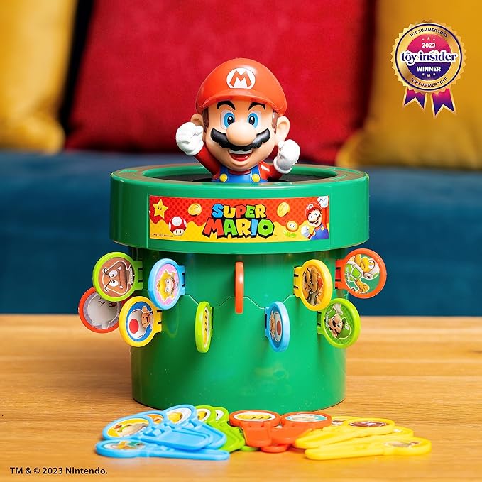 TOMY Pop Up Super Mario Family and Preschool Kids Board Game, 2-4 Players, Suitable for Boys & Girls Ages 4+