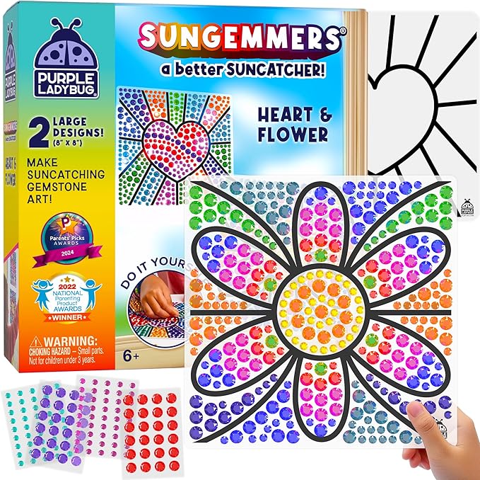 PURPLE LADYBUG Sungemmers Window Diamond Art Suncatcher Kits – Kids Easter Basket Stuffers, Gifts for 6-10 Year Old Girls & Boys, Birthday Arts & Crafts for Kids Ages 8-12 6-8