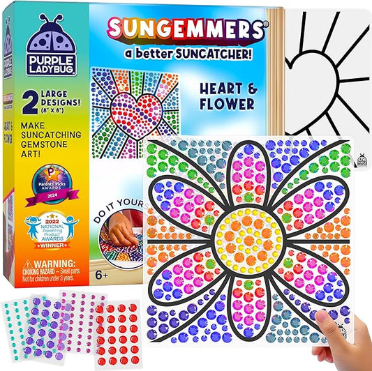 PURPLE LADYBUG Sungemmers Window Diamond Art Suncatcher Kits – Kids Easter Basket Stuffers, Gifts for 6-10 Year Old Girls & Boys, Birthday Arts & Crafts for Kids Ages 8-12 6-8