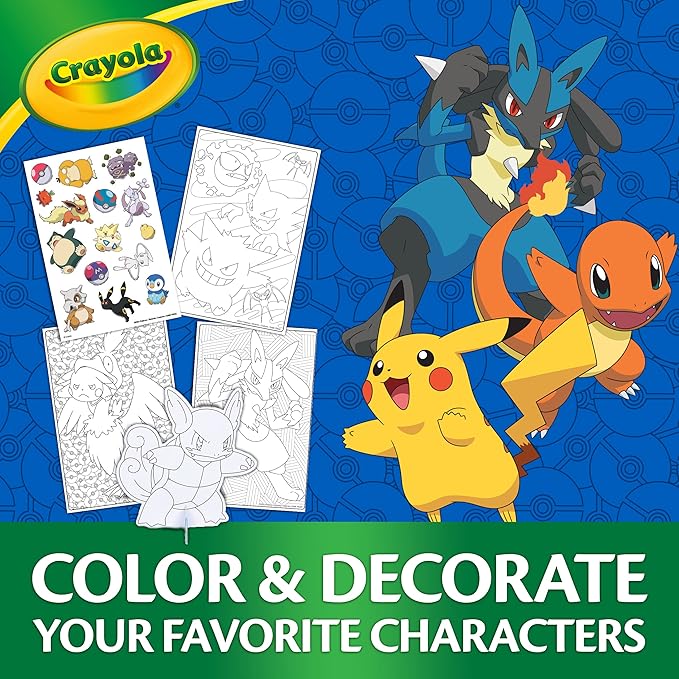 Crayola Pokémon Squirtle Coloring Art Case (71+ pcs), Kids Art Set, Coloring Pages and Markers, Pokemon Toys, Gift for Kids, 4+