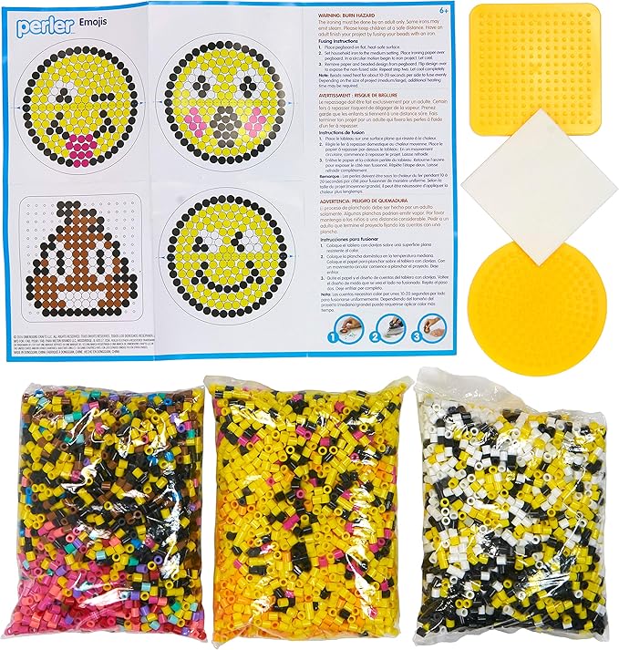 Perler Beads Emoji Bucket 8500pc, 6.5''L x 6.5''W x 6''H, Small