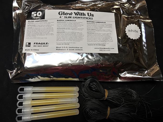 Glow Sticks Bulk Wholesale, 1000 4” White Glow Stick Light Sticks, Bright Color, Kids Love Them! Glow 8-12 Hrs, 2-Year Shelf Life, Sturdy Packaging, GlowWithUs Brand