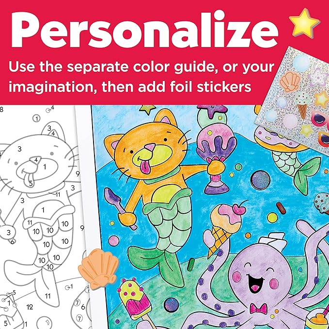 Faber-Castell Paint by Number Mermaid Pets - Kids Watercolor Mermaid Craft for Ages 6-8+