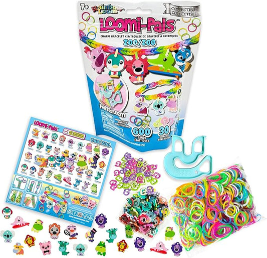 Rainbow Loom® Loomi-Pals Zoo Collectible, Features 30 Mystery Cute Zoo Themed Charms and 600 Colorful Rubber Bands All in a RESEALABLE Bag, Great Gifts for Boys and Girls 7+