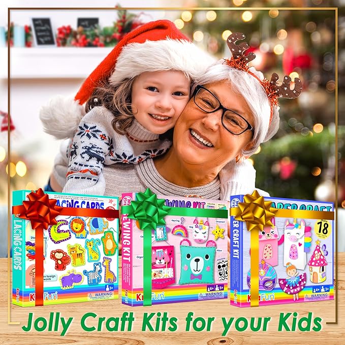 KRAFUN Panda Animal Sewing Kit for Kids Beginner My First Art & Craft, Includes Panda Doll Stuffed Animal, Instructions & Plush Felt Materials for Embroidery, Age 7 8 9 10 11 12