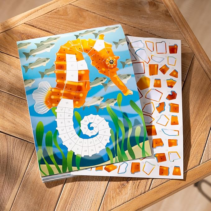 Melissa & Doug Mosaic Sticker Pad Ocean Animals (12 Color Scenes to Complete with 850+ Stickers) - FSC-Certified Materials