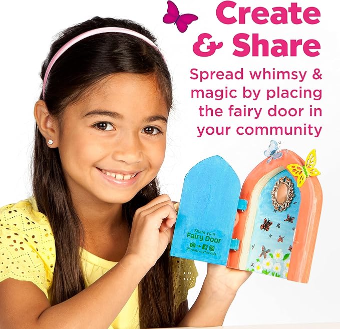 Creativity for Kids Butterfly Fairy Door Kit - Painting Arts and Crafts for Kids, Creative Gifts for Girls and Boys Age 6-7+ Yellow