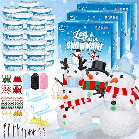 EOBOH 36 Pack Snowman Kit Set, Build a Snowman Christmas Craft, Creative Air Dry Clay Modeling Winter Decorations Indoor, Crafts Kit for Christmas Activities School Family Winter Party Supplies