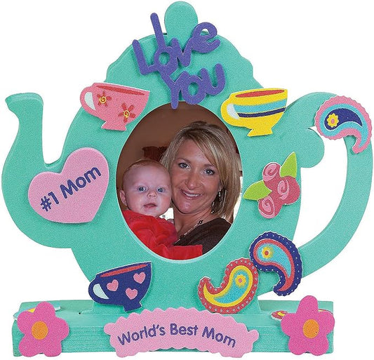 Tea Pot Shaped Picture Frame Craft Kits - Makes 12 - Foam frame crafts for kids - Party Favors