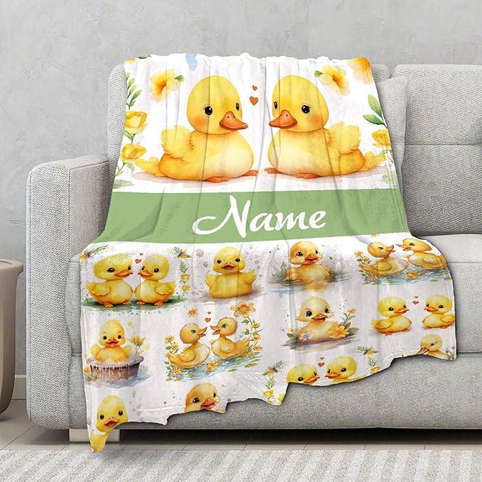 Aparajita Custom Name Yellow Ducks Adult Duck Blanket Kids Funny Blanket Suitable for Bedroom Bed Sofa Crib Couch Chair Outdoor All Season Items That Yellow Duck Lovers Will Love 40"x30"for Pets