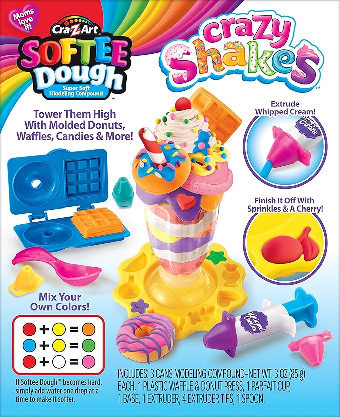 Cra-Z-Art Softee Dough Crazy Shakes Milkshake Playset, Modeling Dough Play Toy for Kids Ages 3 Years and Up