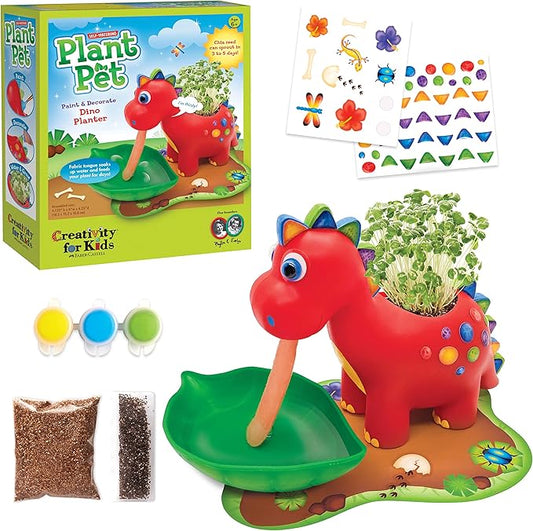 Creativity for Kids Dinosaur Self Watering Plant Pet, Kids Plant Growing Kit, Dinosaur Crafts for Boys and Girls Ages 6-8+, Medium