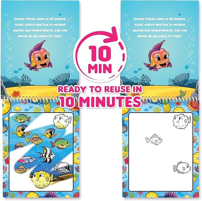 Scentco Water Magic - Patented Gourmet Scented Reusable Water Reveal Activity Books - No Mess, All Fun (Forest Friends and Ocean Friends)