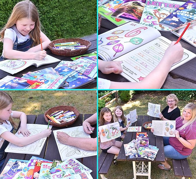 Kappa Coloring and Activity Books for Boys, Numbers and Letters, ABCs, Wild Animals, Dinosaurs, Tough Trucks, 8.5”x11” Extra Large Size for Hours of Fun, Ages 2-4, 4-8, 8-12 (Pack of 5)