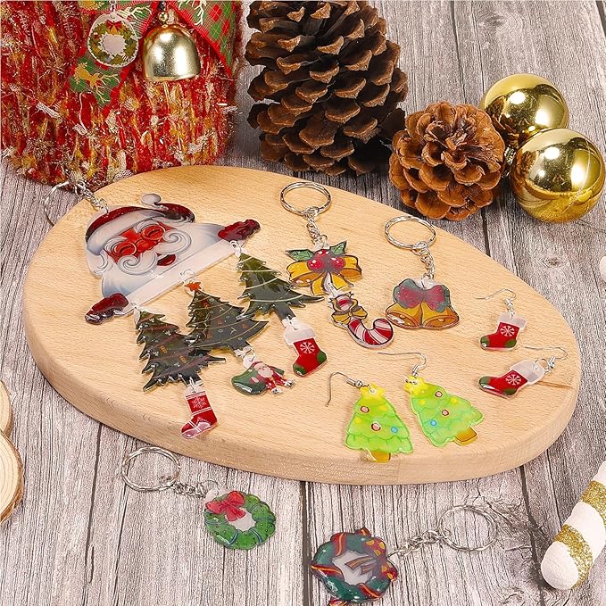 Auihiay Shrink Plastic Sheet Kit, Include UV Resin, UV Lamp, 20PCS Shrink Papers and Rich DIY Tools for Crafts Kids DIY Jewelry Making, Key Chains Earrings and DIY Christmas Ornaments