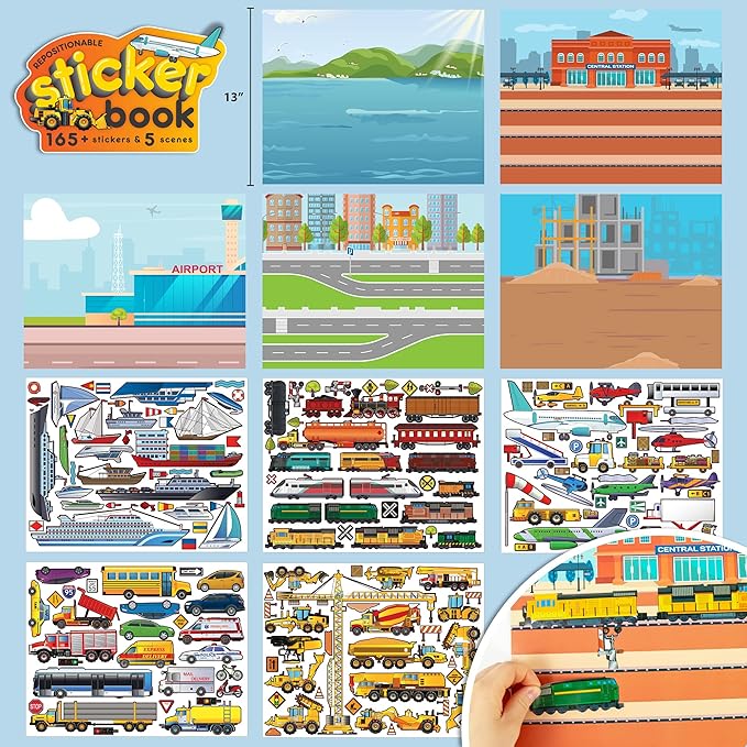Made By Me Repositionable Sticker Book Bundle Pack, 4-in-1 Sticker Books, Includes Over 770 Removable Stickers & 4 Different Themes, Great for Travel, Road Trips, Sticker Set for Ages 4, 5, 6, 7,